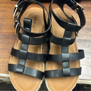 NWOT Torrid Black Gladiator Sandals with Buckle Closure